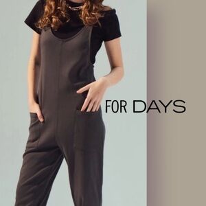 For Days Relaxed Organic Cotton Romper Jumpsuit Red | Effortless Cozycore | L